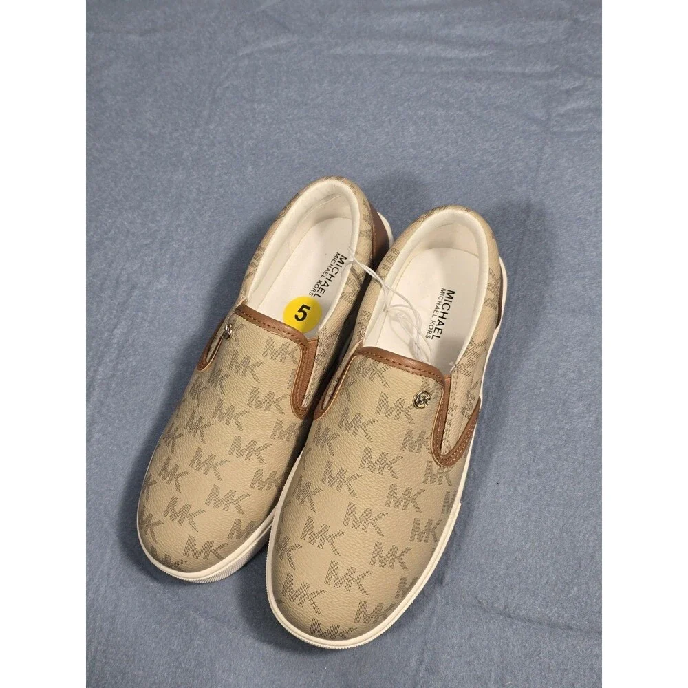 Michael Kors Women's New NOA Slip On Sneaker -Tan Jacquard Size 5M